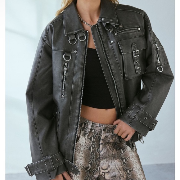 The Ragged Priest Jackets & Blazers - The Ragged Priest Ace Women's Black Faux Leather Moto Jacket